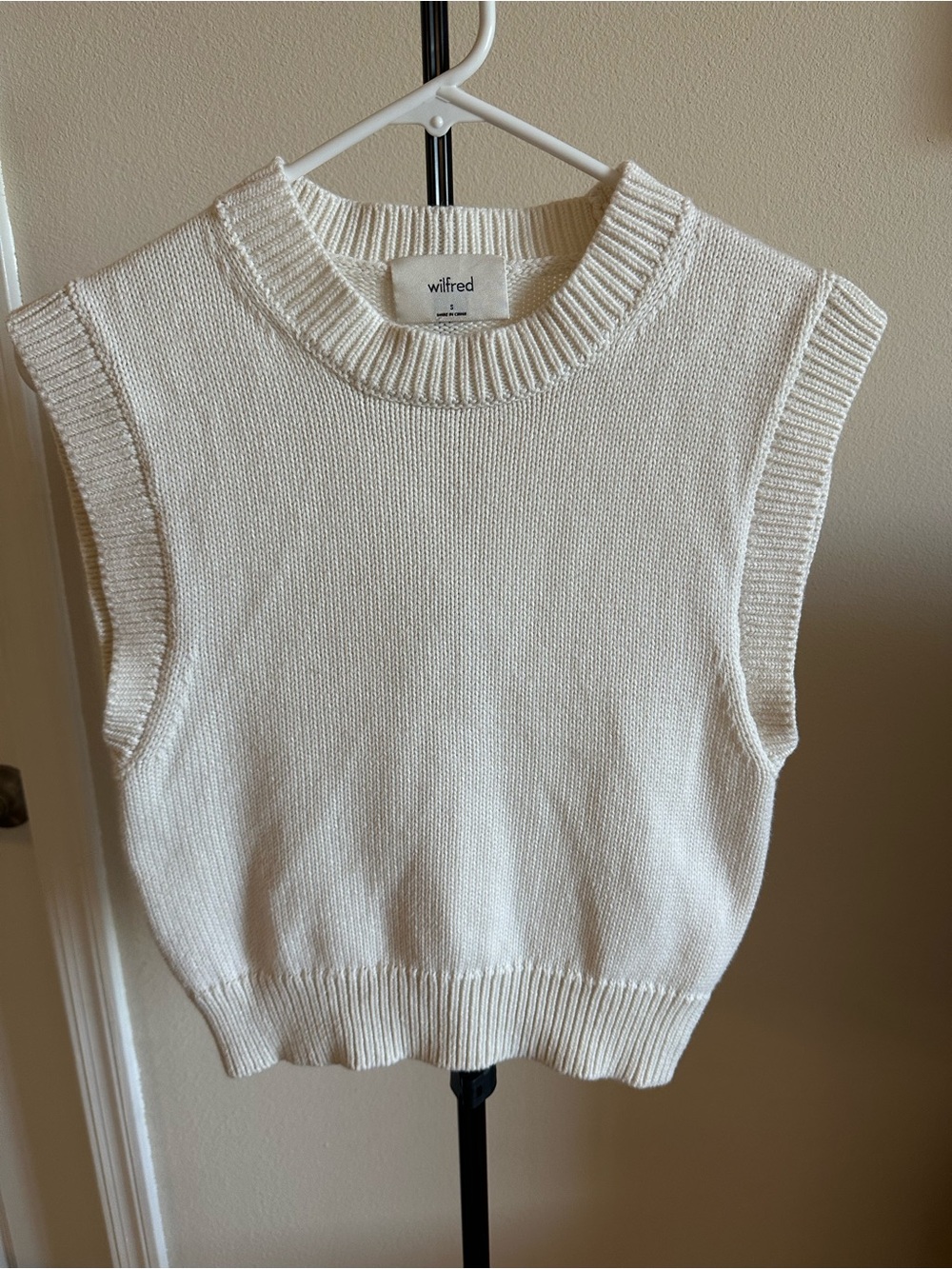 Aritzia Wilfred Cream Sleeveless Crewneck Sweater Vest - Picture 2 of 6